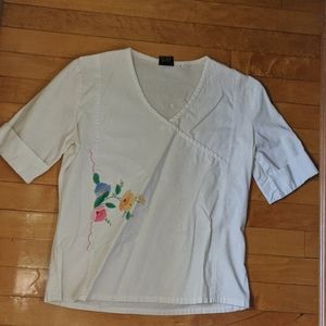 Vintage 1970s Appliqued Cotton Top size Medium